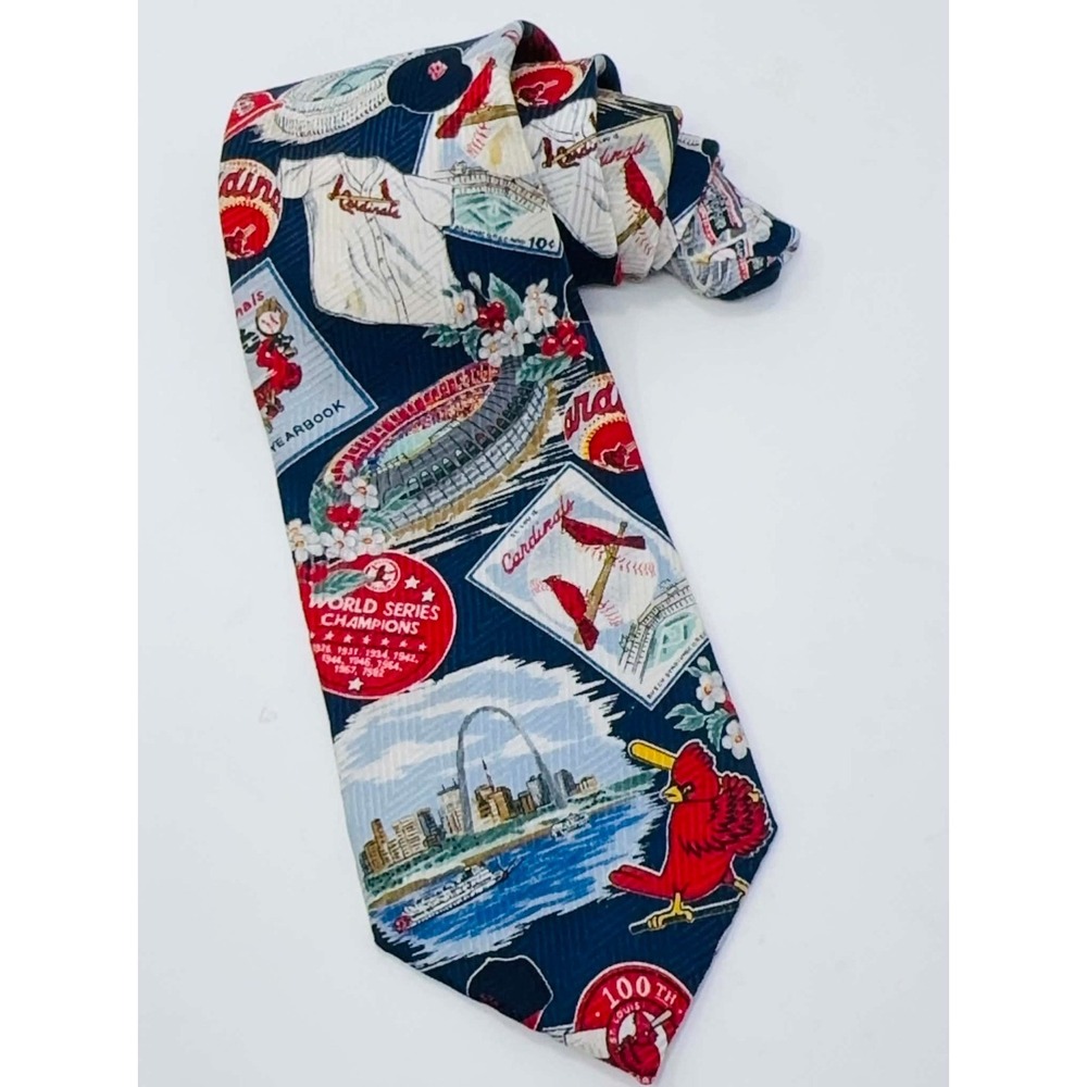 VTG Reyn Spooner St Louis Cardinals Silk Tie MLB Busch Stadium 100th Anniversary